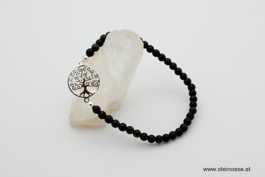 Armband "Lebensbaum" Silber + Onyx, 4mm